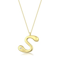 0.02 Carat Diamond Letter S Necklace - 1