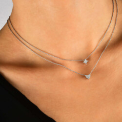 0.04 Carat Square Diamond Necklace - 2