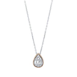 0.14 Carat Diamond Drop Baguette Necklace 