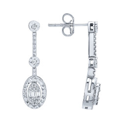 0.16 Carat Diamond Baguette Drop Earrings - 1