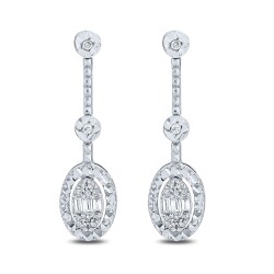 0.16 Carat Diamond Baguette Drop Earrings - 2