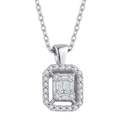 0.16 Carat Diamond Baguette Necklace 