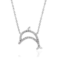 0.16 Carat Diamond Dolphin Necklace - 1