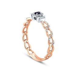 0.28 Carat Diamond Baguette Sapphire Ring - 2