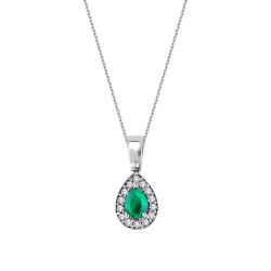 0.34 Carat Diamond Emerald Necklace 