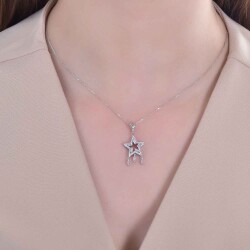 0.37 Carat Diamond Star Baguette Necklace - 3