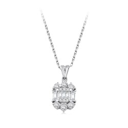 0.44 Carat Diamond Baguette Necklace 