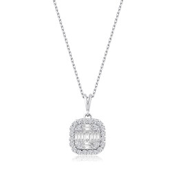 0.48 Carat Diamond Baguette Necklace 