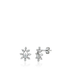 0.49 Carat Diamond Flower Earrings - 1