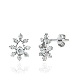 0.49 Carat Diamond Flower Earrings 