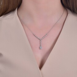 0.50 Carat Diamond Baguette Necklace - 2