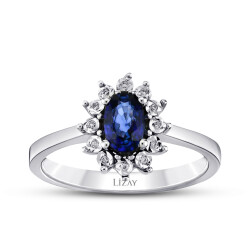 Sapphire Ring with 0.56 Carat Diamonds 