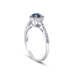 0.59 Carat Diamond Sapphire Baguette Ring - 2