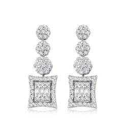 0.61 Carat Diamond Baguette Flower Earrings 