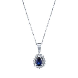 0.64 Carat Diamond Drop Sapphire Necklace 