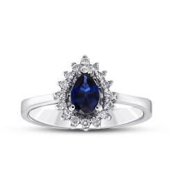 0.64 Carat Diamond Drop Sapphire Ring - 1