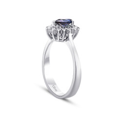 0.64 Carat Diamond Drop Sapphire Ring - 2