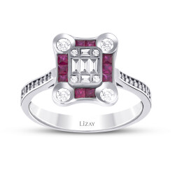 0.66 Carat Diamond Ruby Ring - 1