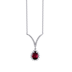 0.74 Carat Diamond Ruby Necklace - 1