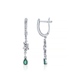 0.76 Carat Diamond Emerald Earrings 