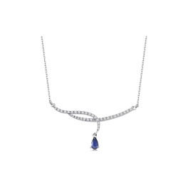 0.79 Carat Diamond Sapphire Necklace - 2