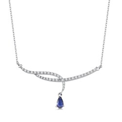 0.79 Carat Diamond Sapphire Necklace - 1