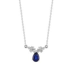 Sapphire Drop Necklace with 0.83 Carat Diamonds - 1