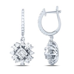 0.84 Carat Diamond Baguette Flower Earrings - 1