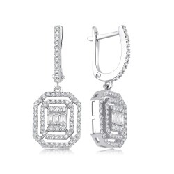 0.85 Carat Diamond Baguette Earrings 