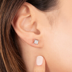 0.90 Carat Diamond Solitaire Earrings - 2