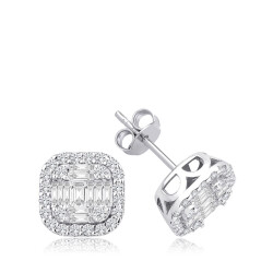 0.94 Carat Diamond Baguette Earrings 