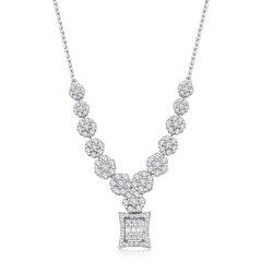 1.01 Carat Diamond Baguette Flower Necklace - 1