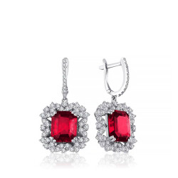 11.5 Carat Diamond Ruby Earrings 