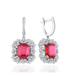 11.5 Carat Diamond Ruby Earrings 