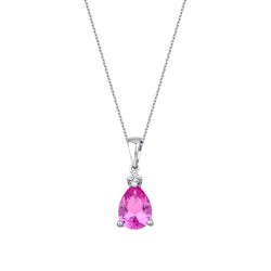 1.33 Karat Pırlanta Pink Safir Taş Kolye 