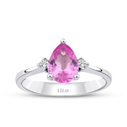 1.35 Karat Pırlanta Pink Safir Taşlı Yüzük 