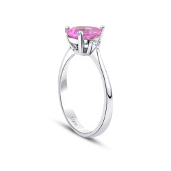 1.35 Karat Pırlanta Pink Safir Taşlı Yüzük - 2