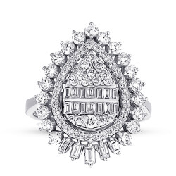 1.43 Carat Diamond Baguette Drop Ring - 1