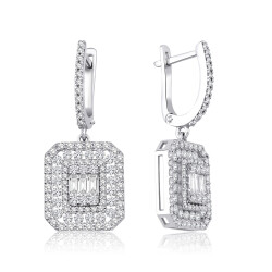 1.43 Carat Diamond Baguette Earrings 