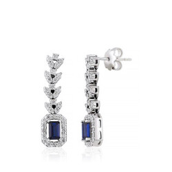 Sapphire Earrings with 1.47 Carat Diamonds - 1