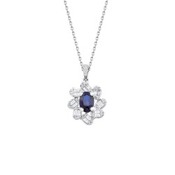 1.48 Carat Diamond Sapphire Necklace 