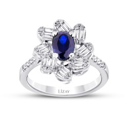 1.52 Carat Diamond Baguette Sapphire Ring - 1