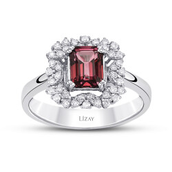 1.53 Carat Baguette Diamond Ruby Ring 