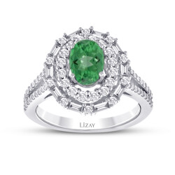 1.58 Carat Diamond Emerald Ring - 1