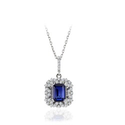 1.68 Carat Baguette Diamond and Sapphire Necklace - 1