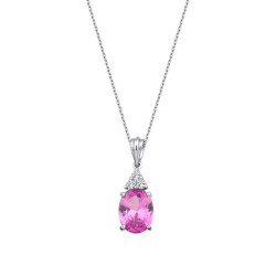 1.90 Karat Pırlanta Pink Safir Taş Kolye - 1