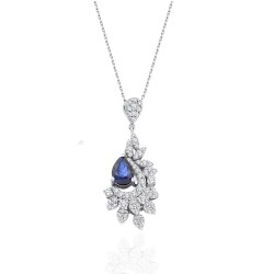 2.19 Carat Diamond Sapphire Necklace 