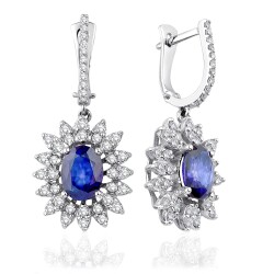 Sapphire Earrings with 2.89 Carat Diamonds 