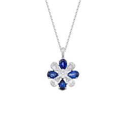 2.92 Carat Diamond Sapphire Necklace 