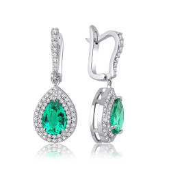 3.35 Carat Diamond Emerald Earrings 